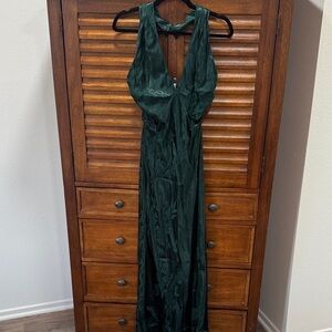 Astr Deep Green Backless Maxi Dress
